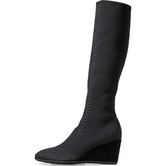 Eileen Fisher Kasana Tall Wedge Knit Boots Black Size 8 New - Picture 3 of 11